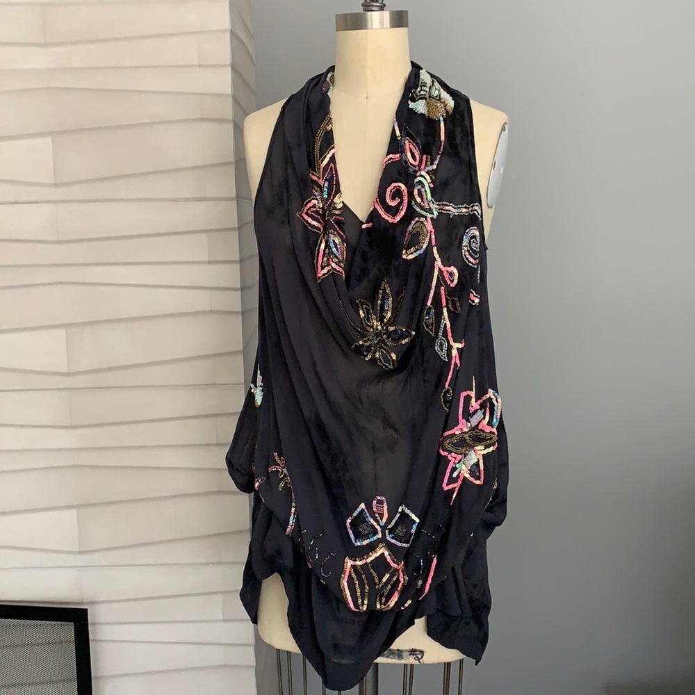 Allsaints Spitalfields Silk Sleeveless Halter Top